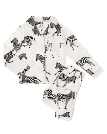 Kids' White Zebra Button Up Pyjama Set